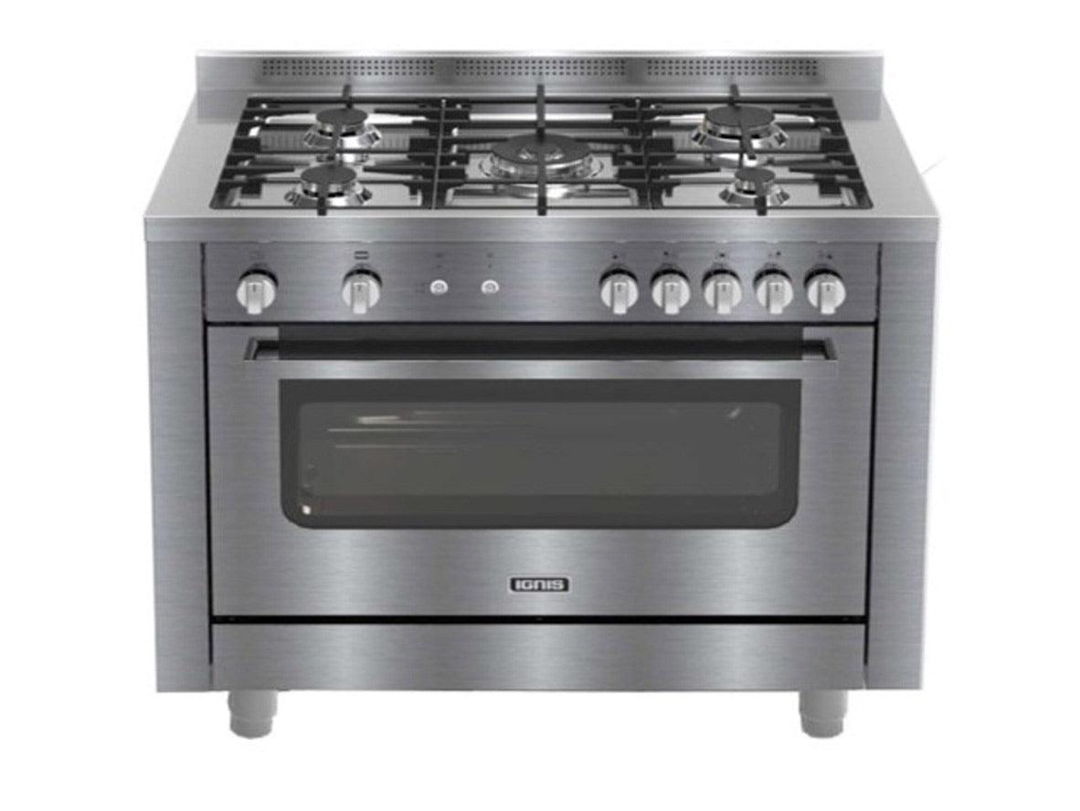Ignis 100x60cm 5 Burner Gas Cooker One Touch Ignition - Inox - Zayoom