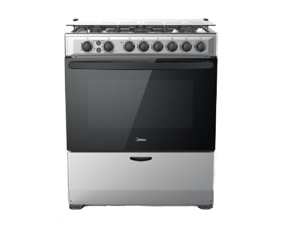 Midea Gas Cooker With Grill 76x58 cm - 5 Burner - Silver - Zayoom