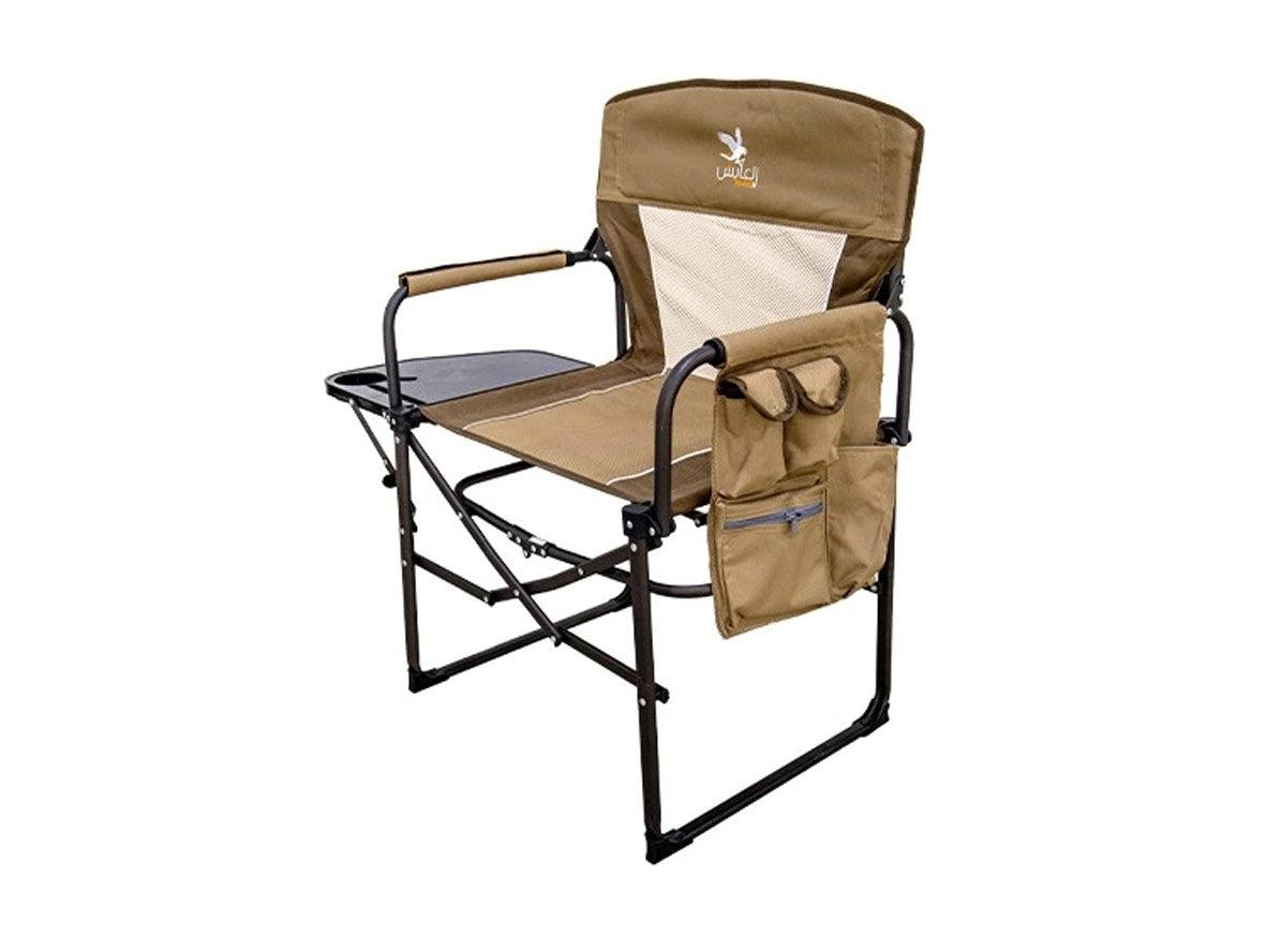 Alaysh Foldable Aluminim Chair - With Side Table and Pockets - With Brown Bag - Zayoom