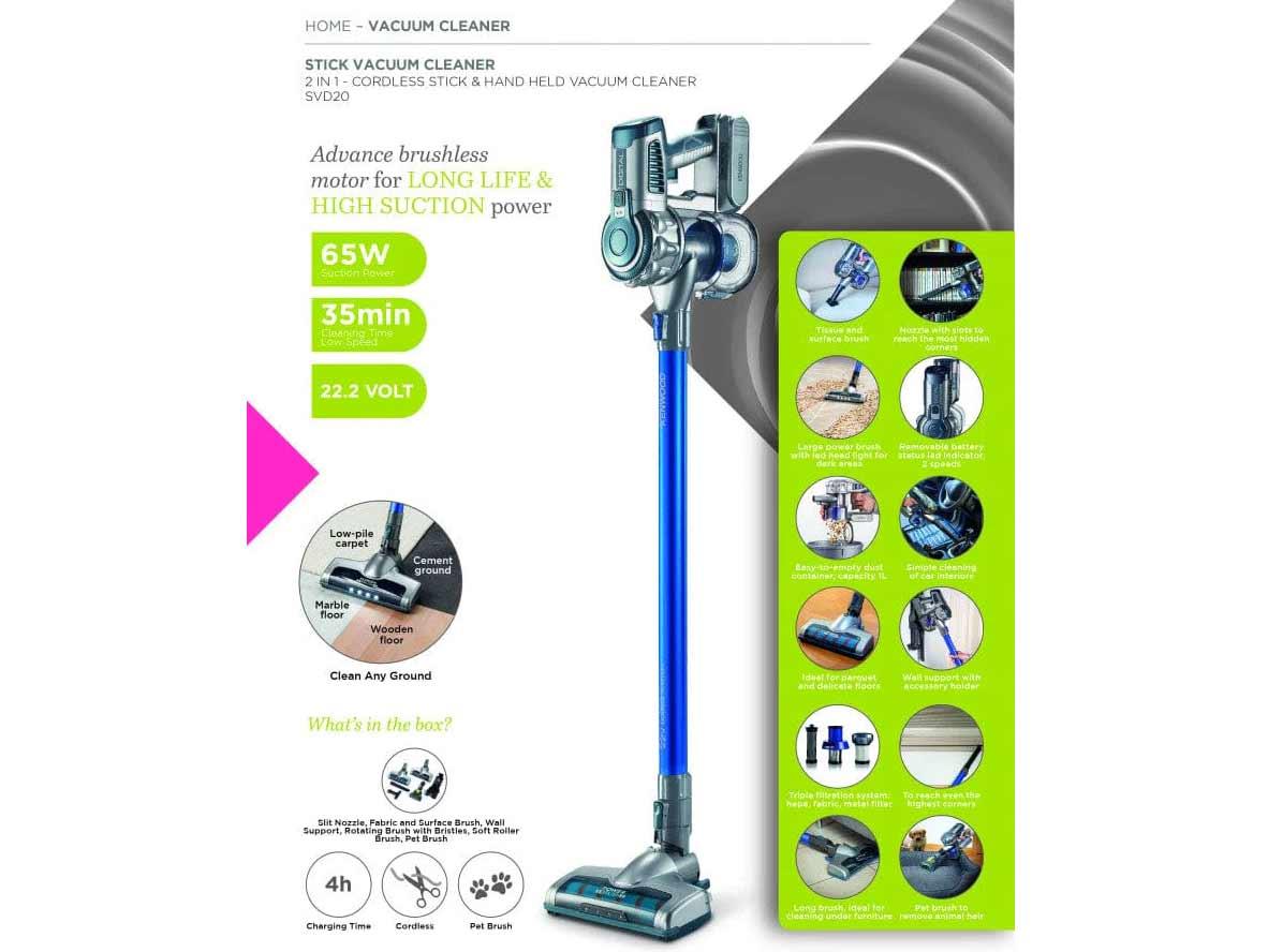 Kenwood 2 In 1 Cordless Vacuum Cleaner Cordless 22.2V - Zayoom