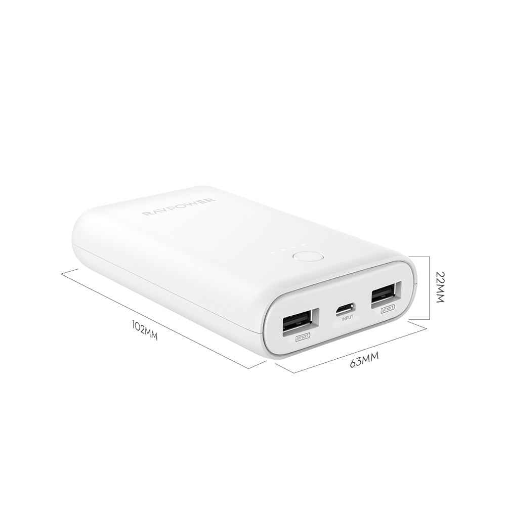 RAVPower RP-PB170 10050mAh SB Portable Charger - White