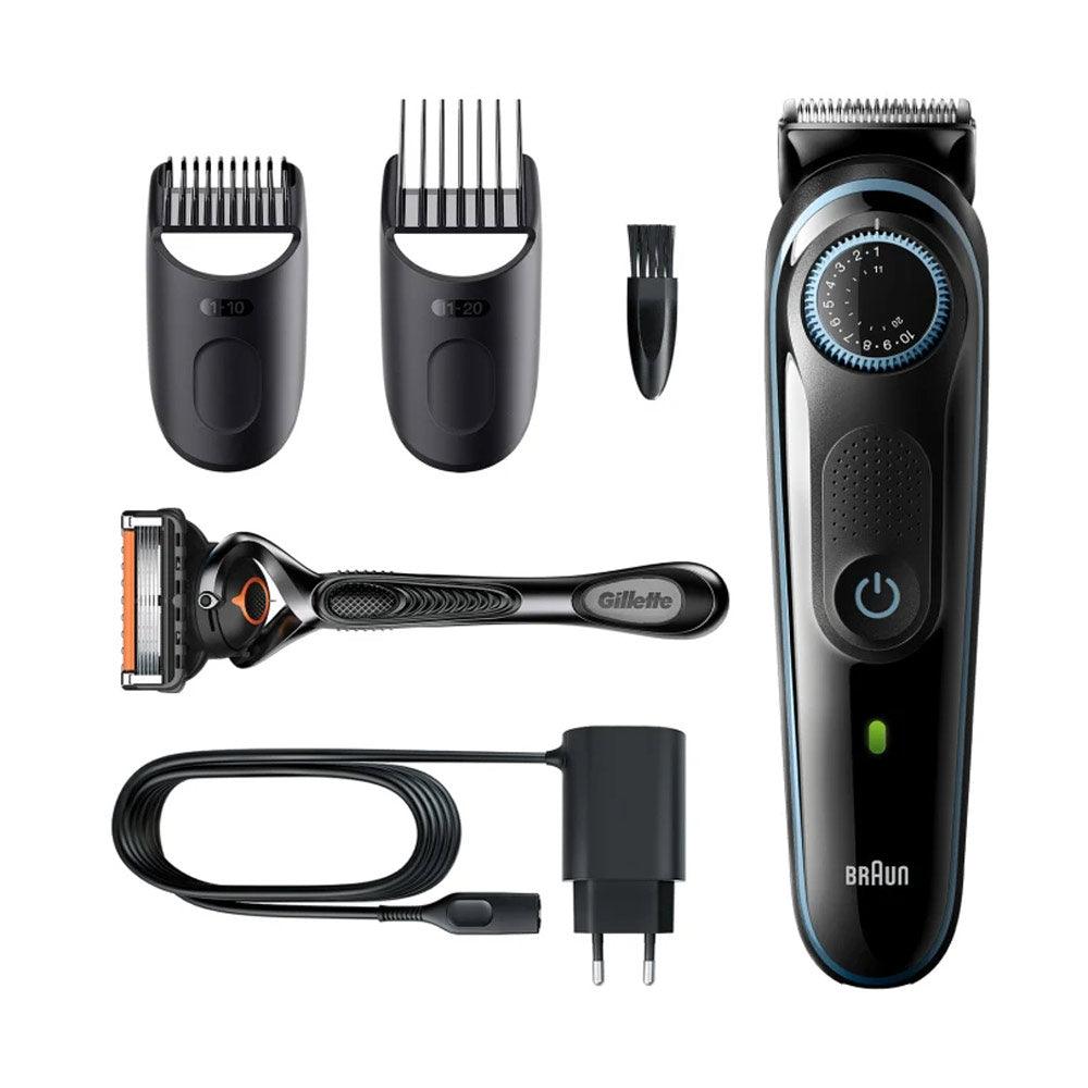Braun Beard Trimmer 3 Face & Hair Precision Dial + 2 Attachments + Gillette ProGlide Razor - Zayoom