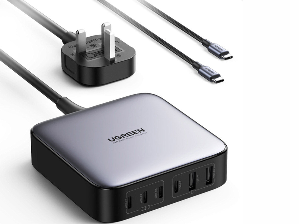 شاحن سطح المكتب UGREEN 40915 GaN 200W مزود بـ 6 منافذ