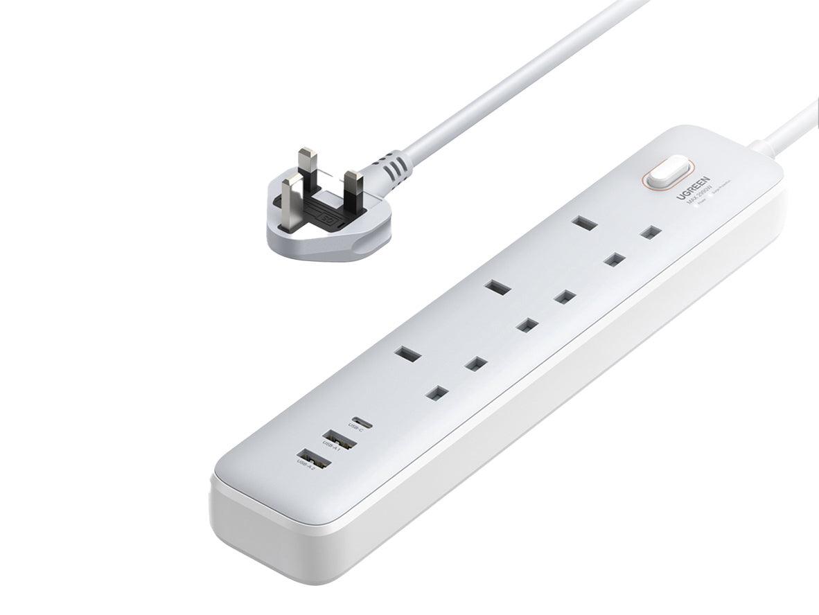 UGREEN 6 in 1 Power Extension 3 Way with 2 USB-A & 1 USB-C 30W - 2M Cable - Zayoom