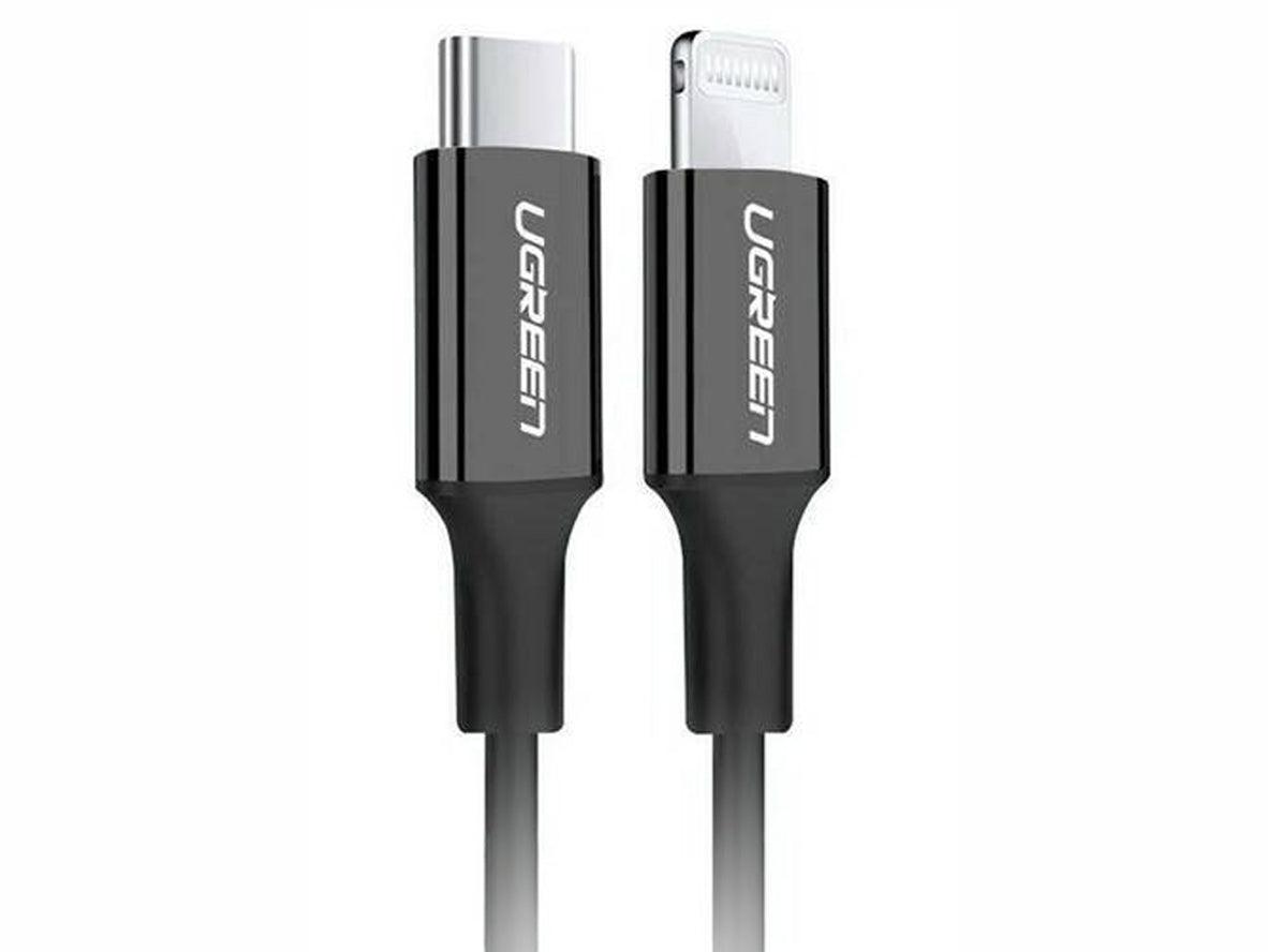 UGREEN 60752 USB-C To Lightning M/M Cable Rubber Shell 2M - Black - Zayoom