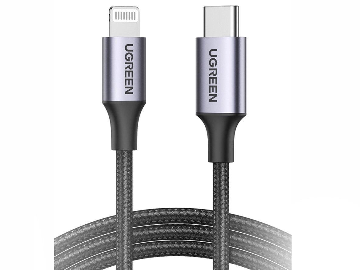 UGREEN 60761 USB-C To Lightning M/M Cable Aluminum Shell Braided 2M - Black - Zayoom