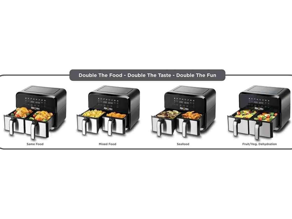 BLACK+DECKER Digital Dual Zone Air Fryer 4L+4L Capacity With Rapid Hot Air Circulation - 1700W - Zayoom
