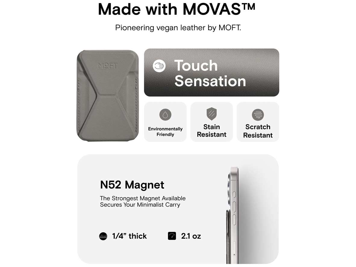 MOFT Snap-On iPhone Stand & Wallet - Taupe - Zayoom