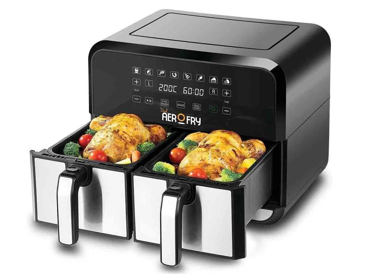 BLACK+DECKER Digital Dual Zone Air Fryer 4L+4L Capacity With Rapid Hot Air Circulation - 1700W - Zayoom