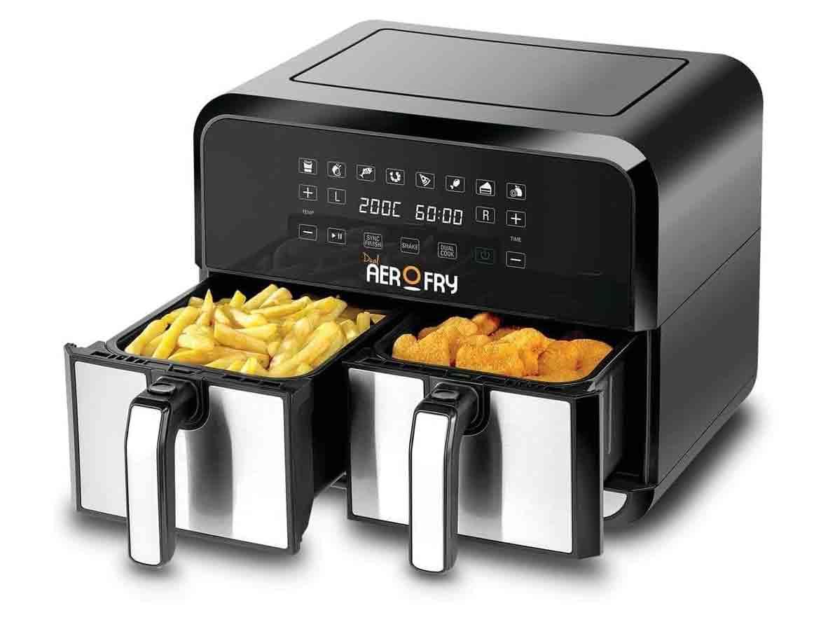 BLACK+DECKER Digital Dual Zone Air Fryer 4L+4L Capacity With Rapid Hot Air Circulation - 1700W - Zayoom