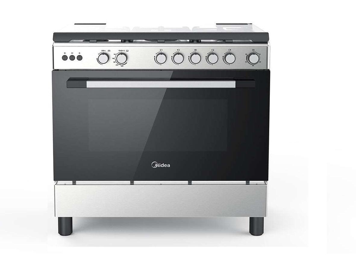 Midea Gas Burner Cooker - 90x60 - 5 Burner With Fan - Silver - Zayoom