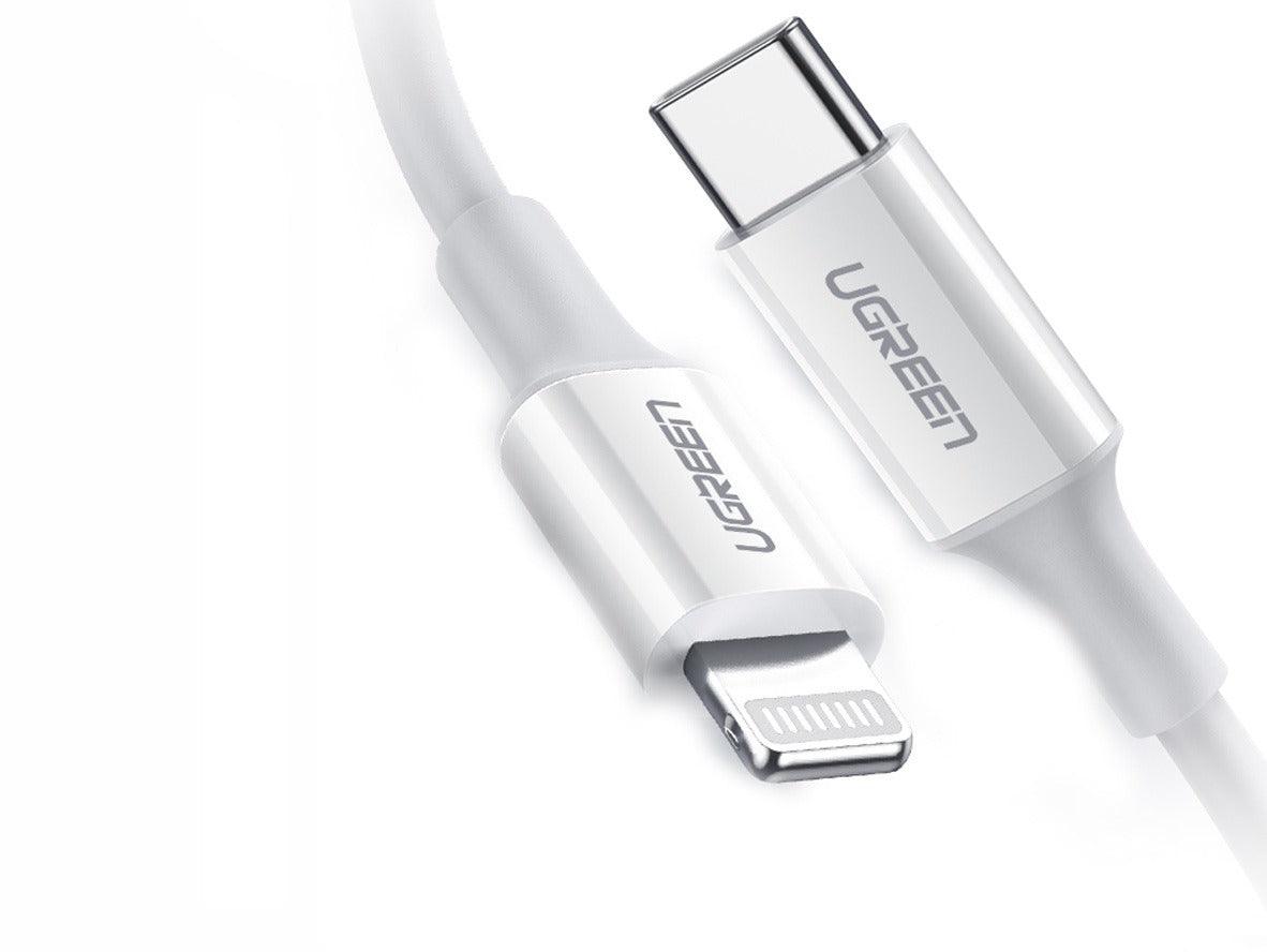 UGREEN 60749 USB-C to Lightning M/M Cable Rubber Shell 2M -White - Zayoom