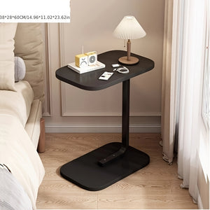 Modern C-Shaped Side Table Coffee Table with Wooden Top, & Metal Base - 28 × 38 × 58 cm - Space-Saving Sofa & Bedside Table - 28 × 38 × 58 cm - Brown