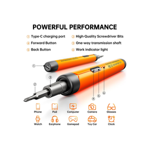طقم مفك كهربائي متعدد الوظائف 120 في 1 مع بطارية قابلة لإعادة الشحن 500 مللي أمبير وسرعة 150 دورة في الدقيقة وشحن تايب-سي ورؤوس دقيقة وأدوات حقيبة محمولة