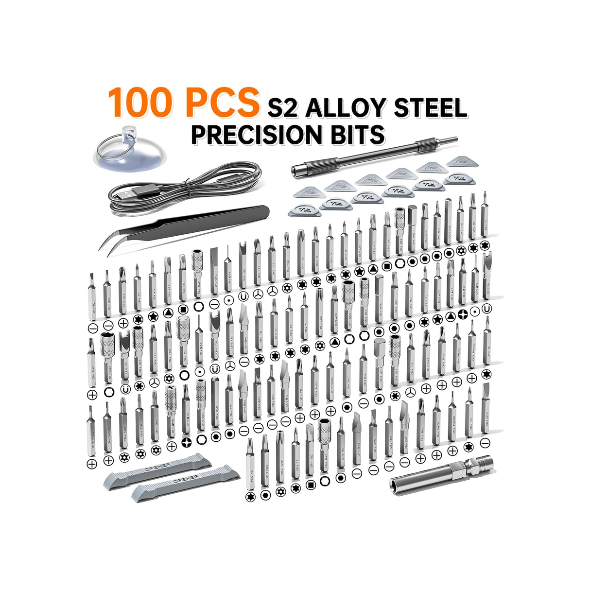 طقم مفك كهربائي متعدد الوظائف 120 في 1 مع بطارية قابلة لإعادة الشحن 500 مللي أمبير وسرعة 150 دورة في الدقيقة وشحن تايب-سي ورؤوس دقيقة وأدوات حقيبة محمولة