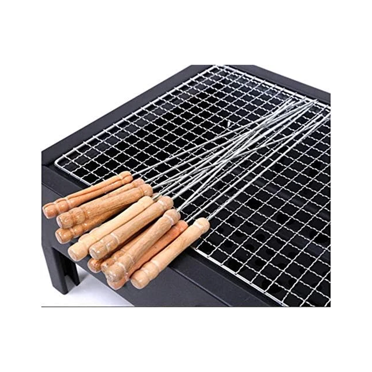 طقم 12 قطعة أسياخ للشواء من إبر ستانلس ستيل مع ملصق