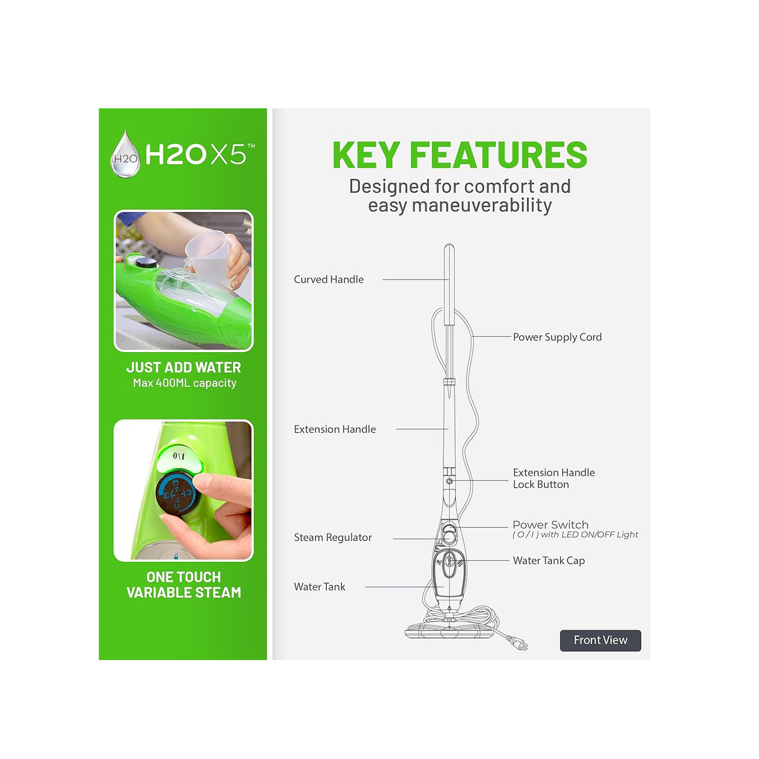 1300W 5-in-1 Multipurpose X5 Steam Mop Sweeper