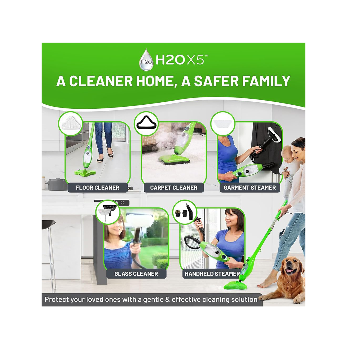 1300W 5-in-1 Multipurpose X5 Steam Mop Sweeper