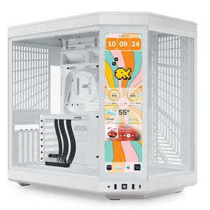 HYTE Y70 Touch Infinite ATX Mid Tower Gaming PC Case with 14.5" Touch Display - Snow White