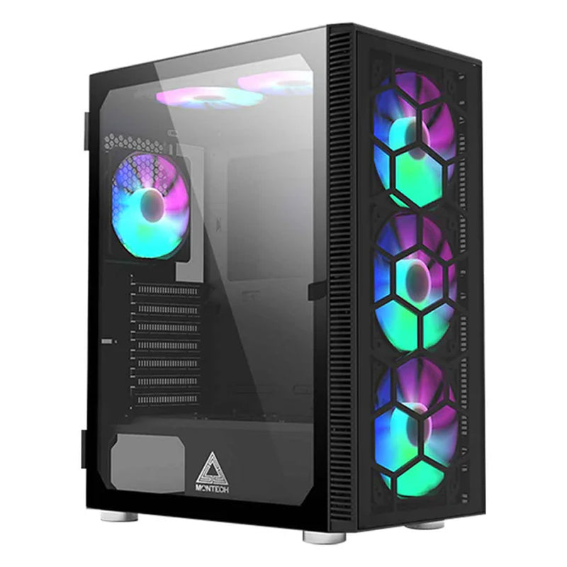 Computer Case 6 Hdd Montech X3 Glass Black Gaming PC Case 6 ARGB Fans Online in Kuwait ...