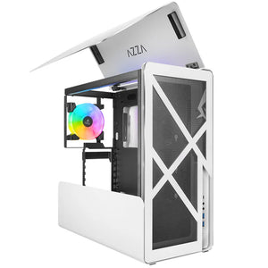 AZZA CAST 808 ATX Mid-Tower Gaming PC Case - White (1 ARGB Fan Included)