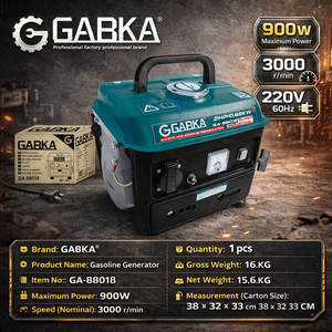 GABKA GA-88018 900W Portable Gasoline Generator 2HP 63cc Engine 220V 50/60Hz Compact Petrol Power Backup Machine