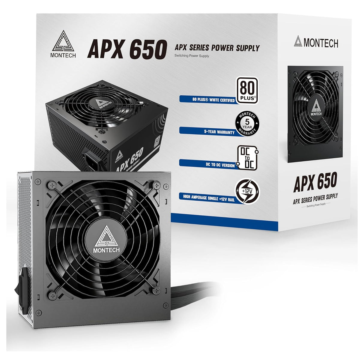 Montech APX 650W 80 PLUS White Gaming Power Supply - Black