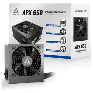 Montech APX 650W 80 PLUS White Gaming Power Supply - Black