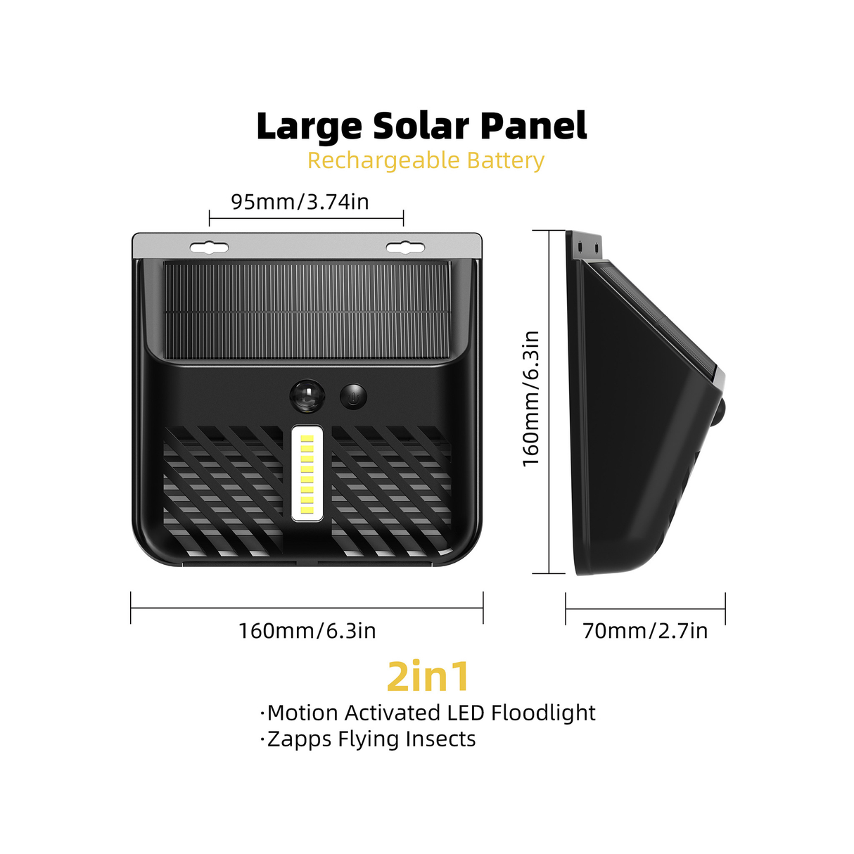 مصباح جداري ليد 2 في 1 يعمل بمستشعر حركة ومزوّد بجهاز صاعق للحشرات