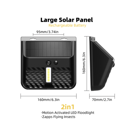 مصباح جداري ليد 2 في 1 يعمل بمستشعر حركة ومزوّد بجهاز صاعق للحشرات