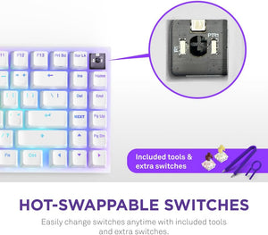 إن زد إكس تي فانكشن 2 ميني تي كيه إل كيبورد  ألعاب بصرية سلكية (مفاتيح إن زد إكس تي سويفت أوبتيكال) - أبيض