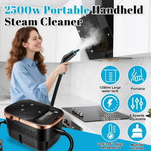 2500W Handheld Steam Cleaner for Home,Portable Steamer Cleaning Machine With Large Capacity Tank & 10 Accessories,Multipurpose Steamer for Kitchen, Bathroom, Tile, Grout,Car Detailing - Rose Gold