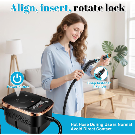 منظف بخار يدوي 2500 واط للمنزل – ماكينة تنظيف بخار محمولة بسعة خزان كبيرة مع 10 ملحقات، منظف متعدد الاستخدامات للمطبخ والحمام والبلاط والفواصل وتنظيف السيارات – روز جولد