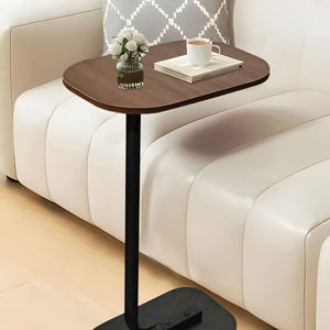 Modern C-Shaped Side Table Coffee Table with Wooden Top, & Metal Base - 28 × 38 × 58 cm - Space-Saving Sofa & Bedside Table - 28 × 38 × 58 cm - Brown