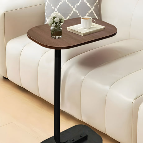 Modern C-Shaped Side Table Coffee Table with Wooden Top, & Metal Base - 28 × 38 × 58 cm - Space-Saving Sofa & Bedside Table - 28 × 38 × 58 cm - Brown