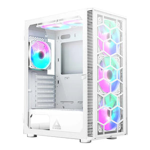 Montech X3 Glass ATX Mid Tower Gaming PC Case - White (6 ARGB Fans Included)