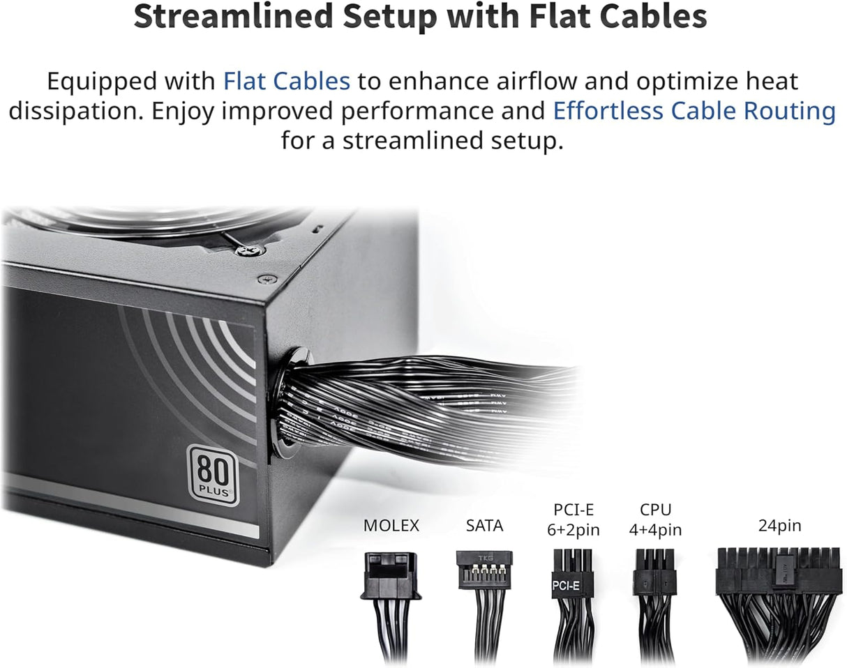 Montech APX 650W 80 PLUS White Gaming Power Supply - Black