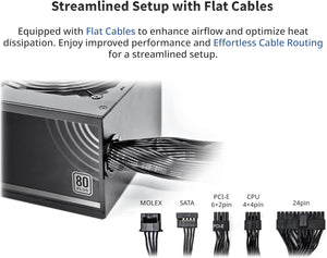 Montech APX 650W 80 PLUS White Gaming Power Supply - Black