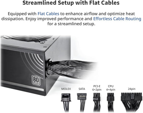 Montech APX 650W 80 PLUS White Gaming Power Supply - Black