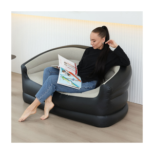 كرسي أريكة هوائي محمول قابل للنفخ بسطح مبطن، ودعم مريح للظهر، وقاعدة مانعة للانزلاق - سعة 137 كجم، أبعاد 101.6 سم × 91.4 سم × 121.6 سم - بني