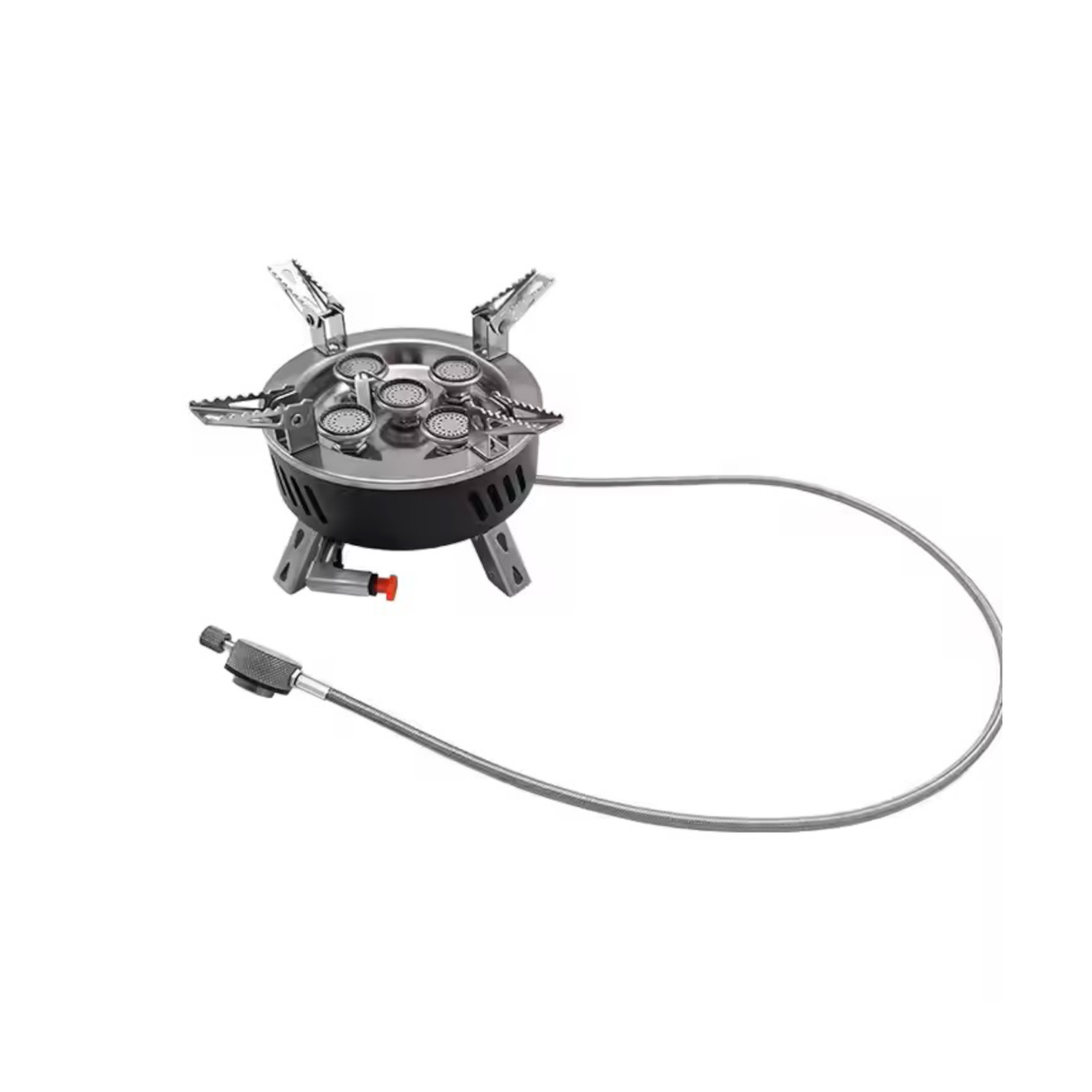 موقد غاز قوي للتخييم بخمسة شعلات مع حقيبة تخزين قابلة للتعديل والطي - 11000 وات