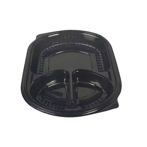 3-Compartment Disposable Plastic Food Container Box - 1000ml - 23.5 x 21 x 5.5 cm