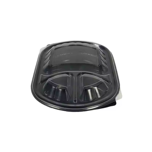 3-Compartment Disposable Plastic Food Container Box - 1000ml - 23.5 x 21 x 5.5 cm