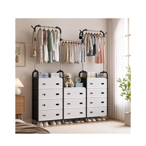3-Tier Clothes Storage & Garment Rack With Drawers