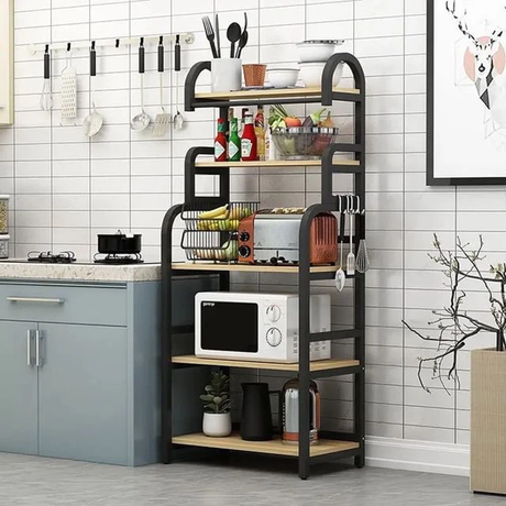 5 Tier Multifunctional Kitchen Storage Shelf - Black