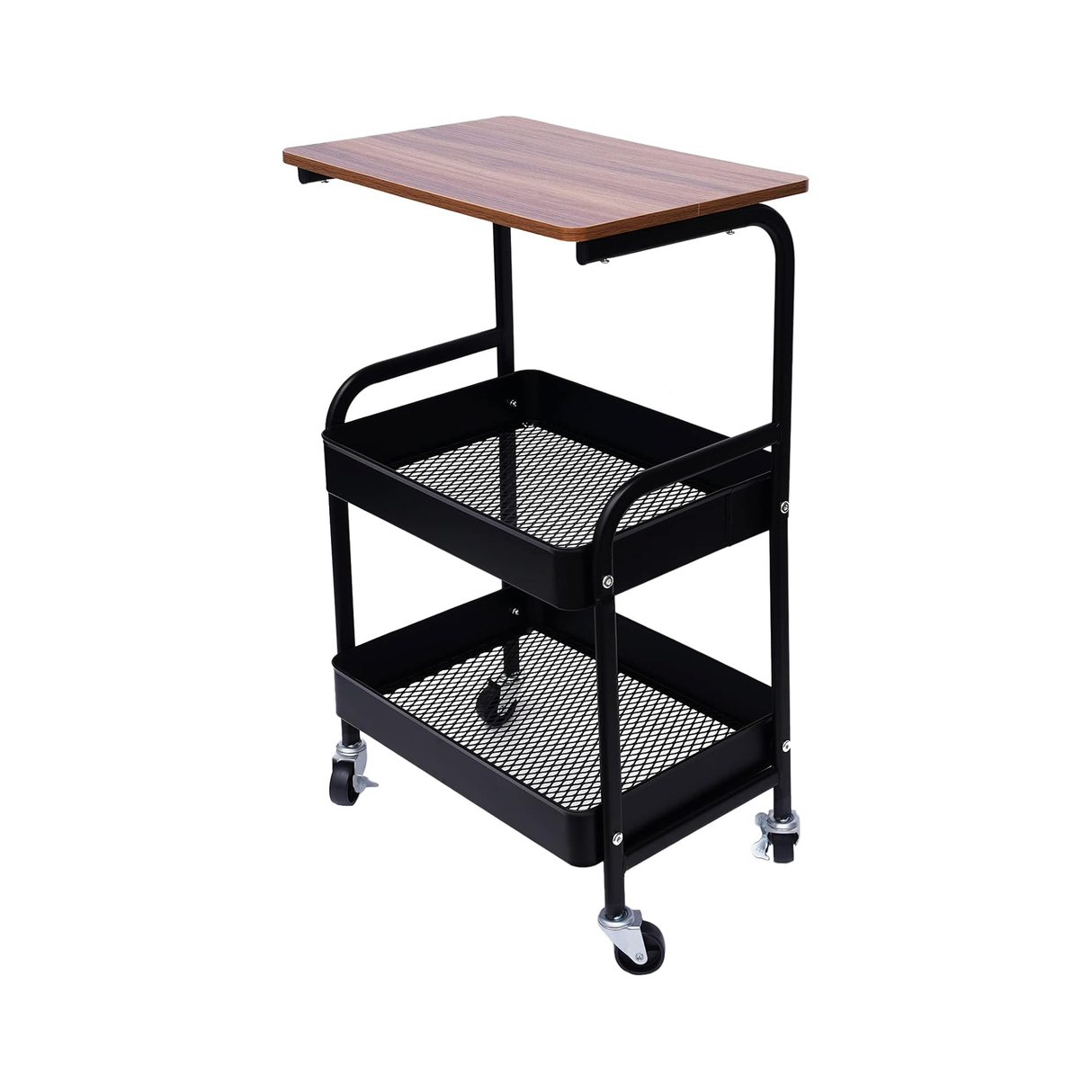 3 Tier Rolling Cart with Tabletop - Black