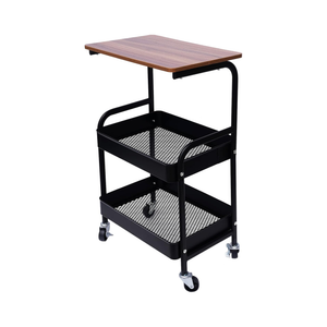 3 Tier Rolling Cart with Tabletop - Black