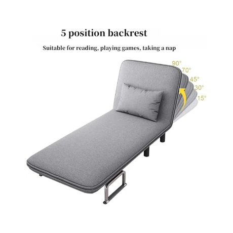 كرسي سرير 3 في 1 قابل للتحويل إلى أريكة، مع مسند ظهر قابل للتعديل