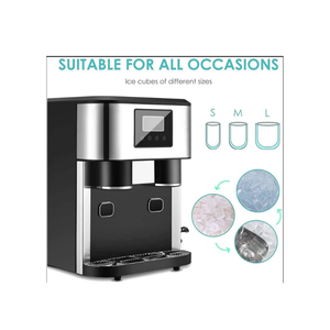 3-in-1 Ice Maker With Crusher & Cold Water Dispenser, 1.8L Water Reservoir, 600g Storage, 15–18kg - Day Output