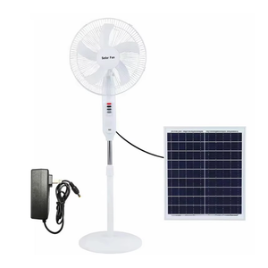 3-in-1 Rechargeable Solar Standing Fan – 16 Inch | Adjustable Height, LED Light, Speed Control & USB Charging Port